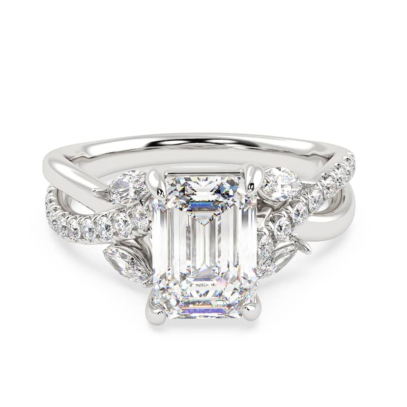 Auriya 14k Gold 6 3/5ctw Lab Grown Emerald Nature's Inspired Diamond Engagement Ring (F-G VS) - White - 7.5