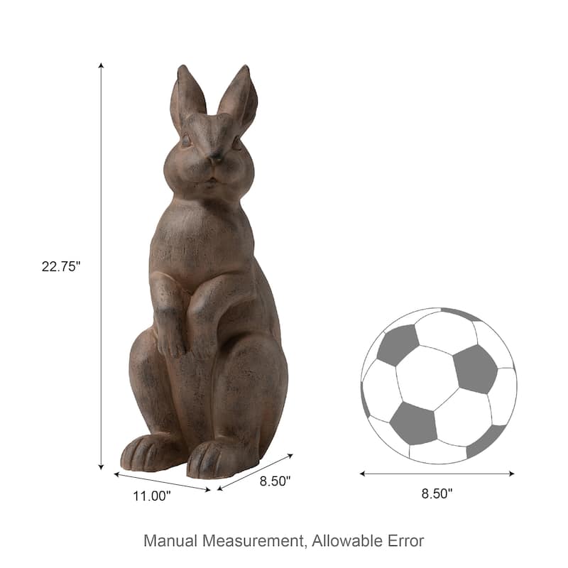 Glitzhome MgO Standing Rabbit Bunny Garden Statue Outdoor Indoor