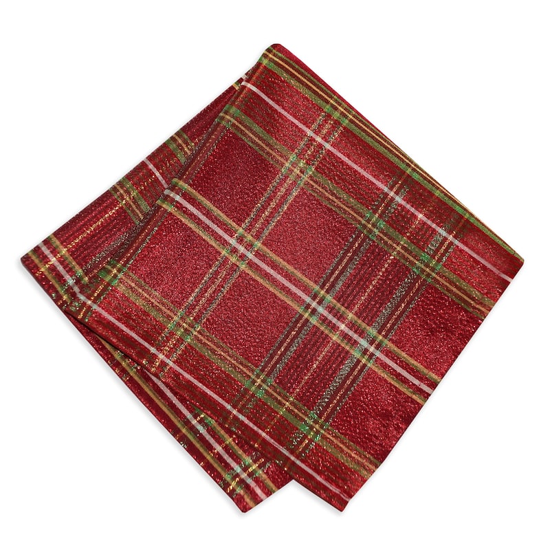 Elrene Shimmering Plaid Holiday Christmas Set of 4 Napkins - 17" w x 17" l