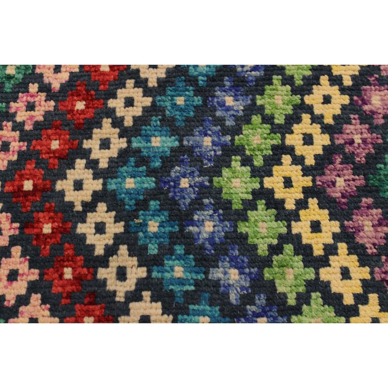 Contemporary Balochi Neal Blue/Beige Hand Knotted Wool Rug - 3'4'' x 4'8''