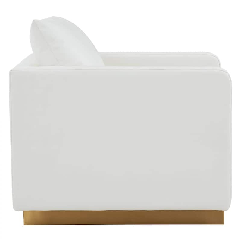LeisureMod Nervo Modern Leather Accent Arm Chair With Gold Base - 32.75