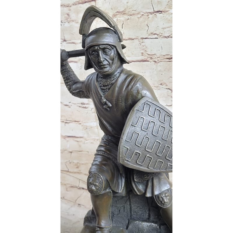 Medieval Knight Warrior In Plate Mail Bronze Statue Sculpture Figure 17 Inches X 10 Inches