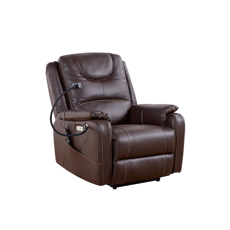 Black Power Recliner Chair with 139° Recline, Massage, Heat, OKIN Motor, USB Ports, Phone Holder, and Side Storage