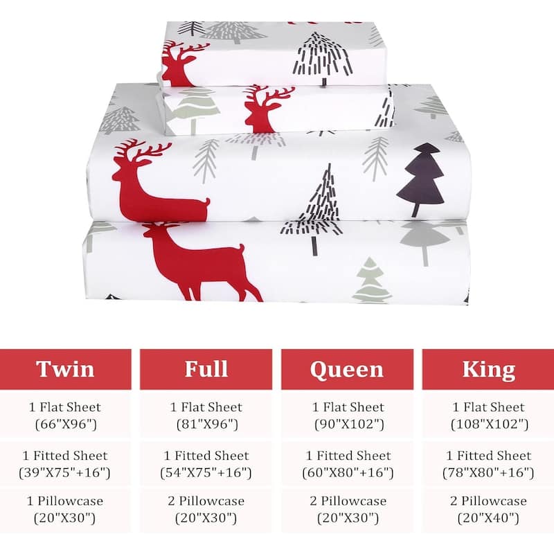 Christmas Soft Brushed Microfiber Holiday Bed Sheets Set