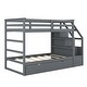 preview thumbnail 9 of 12, Twin-Over-Twin Bunk Bed with Twin Size Trundle and 3 Storage Stairs,Multifunctional Kids Bunk Bed,Gray