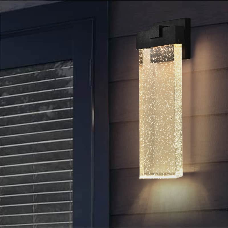18"H Outdoor Weatherproof LED Wall Sconce with Bubble Crystal