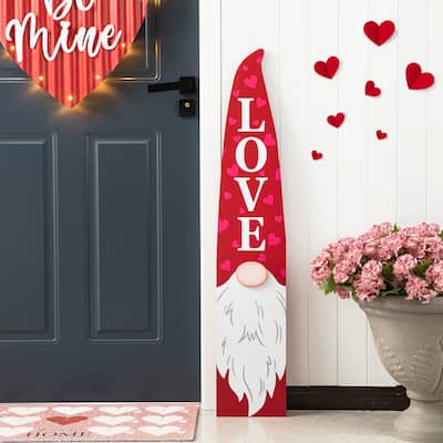 Glitzhome Wooden Happy Valentine's Day Porch Sign Decor