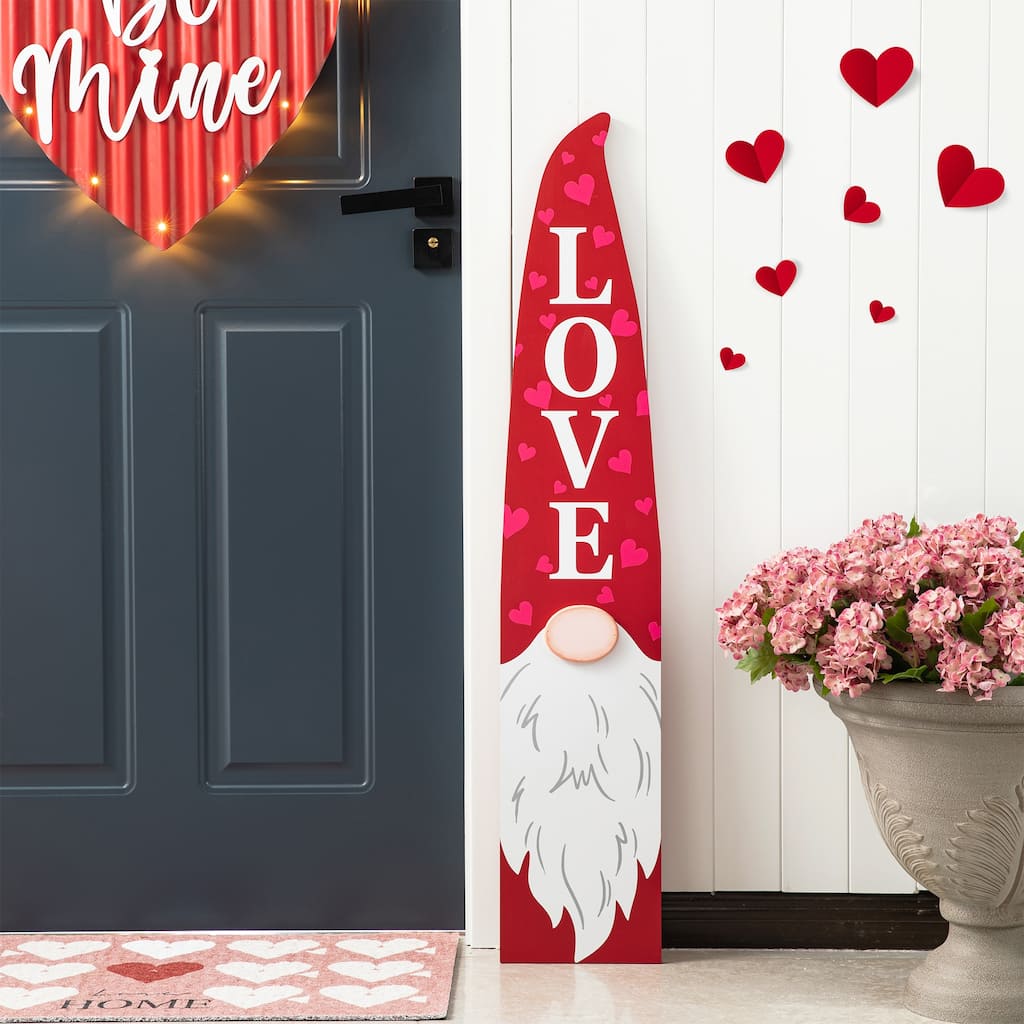 Glitzhome Wooden Happy Valentine's Day Porch Sign Decor