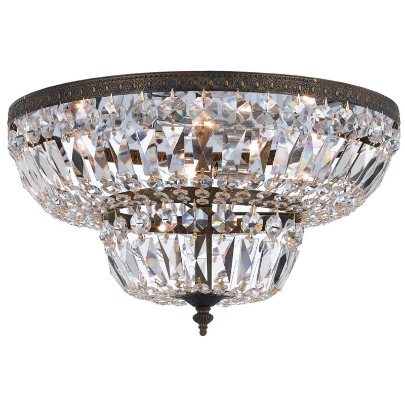 Crystorama 4 Light Clear Hand Cut Bronze Ceiling Mount - 18'' W x 11'' H - 18'' W x 11'' H