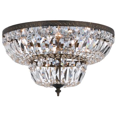 Crystorama 4 Light Clear Hand Cut Bronze Ceiling Mount - 18'' W x 11'' H