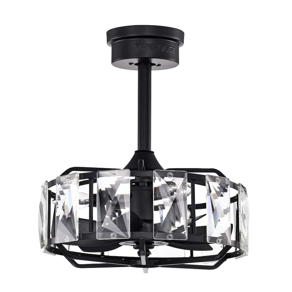 Alban 16 Inch Matte Black Crystal Shade Fandelier