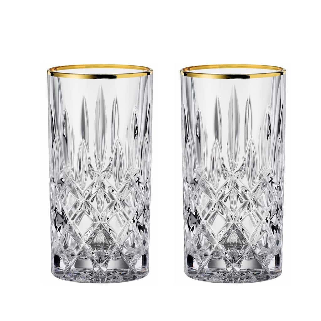 Nachtmann Set of 2 Noblesse Gold Collection Long Drink Glasses - 12.7oz