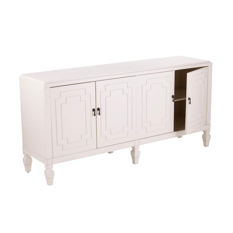 SEI Furniture Taborley Transitional 4-Door Sideboard Antique White Wood Accent Cabinet Buffet
