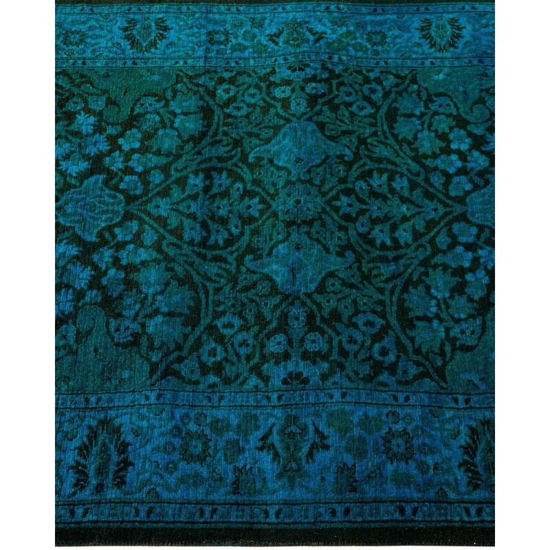 Overton Hand Knotted Wool Vintage Inspired Modern Contemporary Overdyed Blue Runner Rug - 2' 7" x 8' 2"