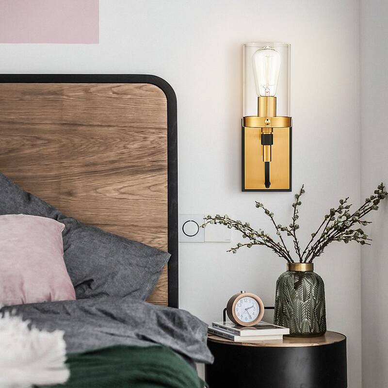 Light Society Emme 1-Light Vanity Light - Black/Brushed Brass