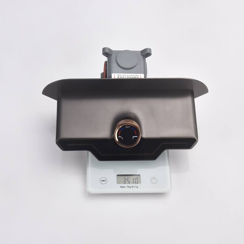 Wall-mounted Brass LED Digital Display Bathroom Faucets With Handheld Shower