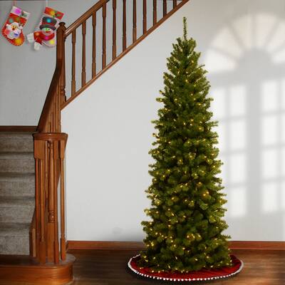 National Tree Company 6.5 ft. North Valley Spruce Pencil Slim Tree with Clear Lights - 6.5 Foot