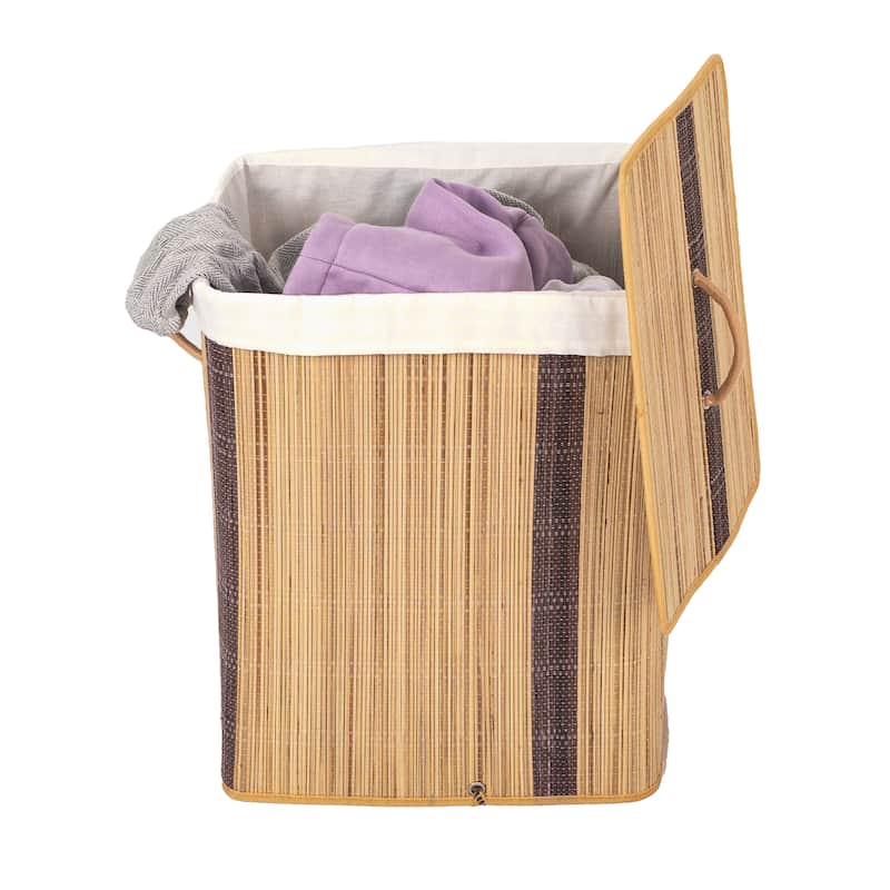 Foldable Laundry Hamper with Lid and Handles for Easy Carrying - Coconut Stick Rectangle