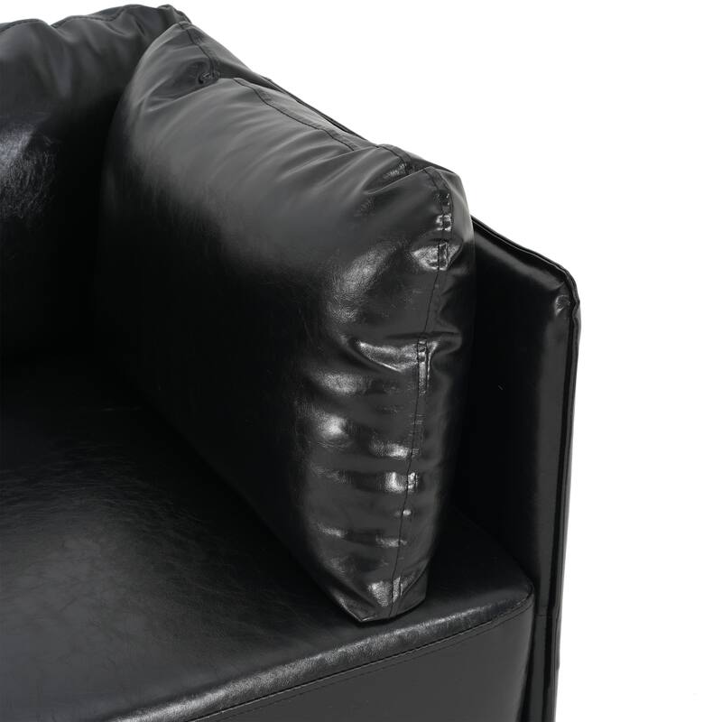Faux Leather Upholstered Club Chair Reading Chair with Metal Legs