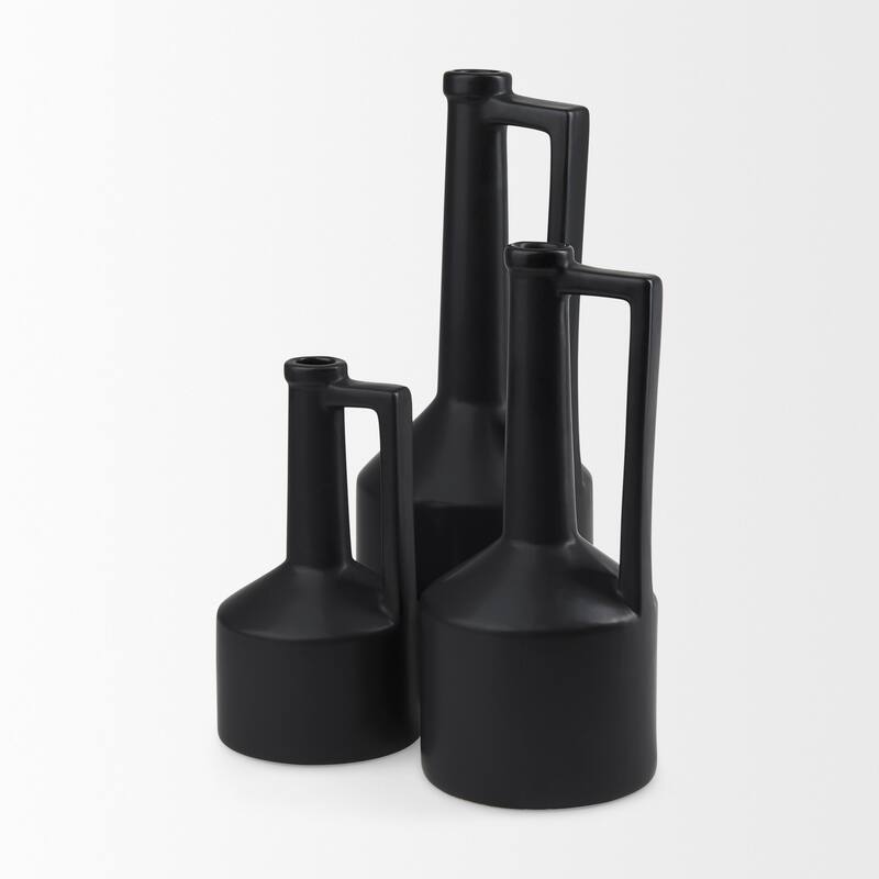 Burton Medium Matte Black Ceramic Jug Vase