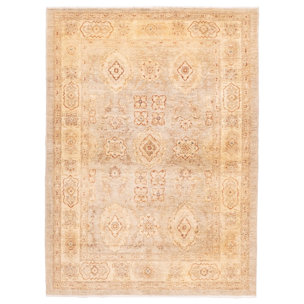 ECARPETGALLERY Hand-knotted Chobi Finest Light Grey Wool Rug - 5'2 x 7'0