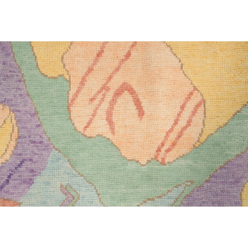 Hand Knotted Oriental 100% Wool Carpet Transitional Geometric Purples Oushak Area Rug - 8' 6'' X 6' 1''