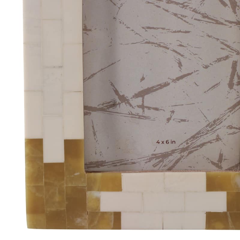 Resin Wood Decorative Photo Frame Modern Glam Home Decor - 8" Ivory