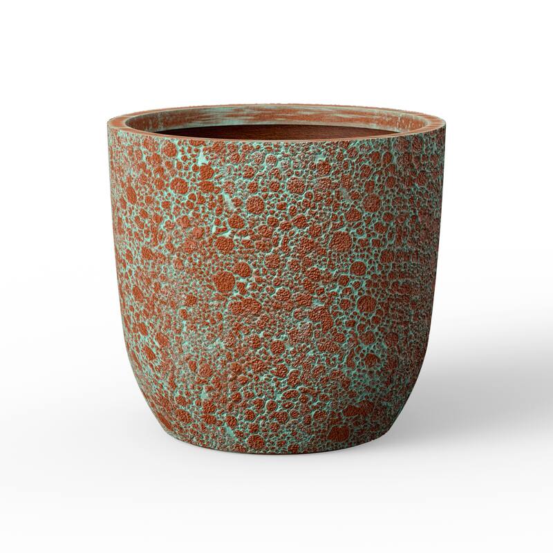 Concrete Tall Round Flower Planter with Drainage Hole and Enhanced Interior - 16.5 x 15.5 - Teal(Enhanced Interior)
