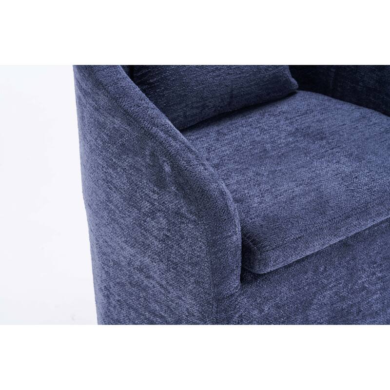 Fabric Dining Armchair With Back Cushion and Universal Wheels