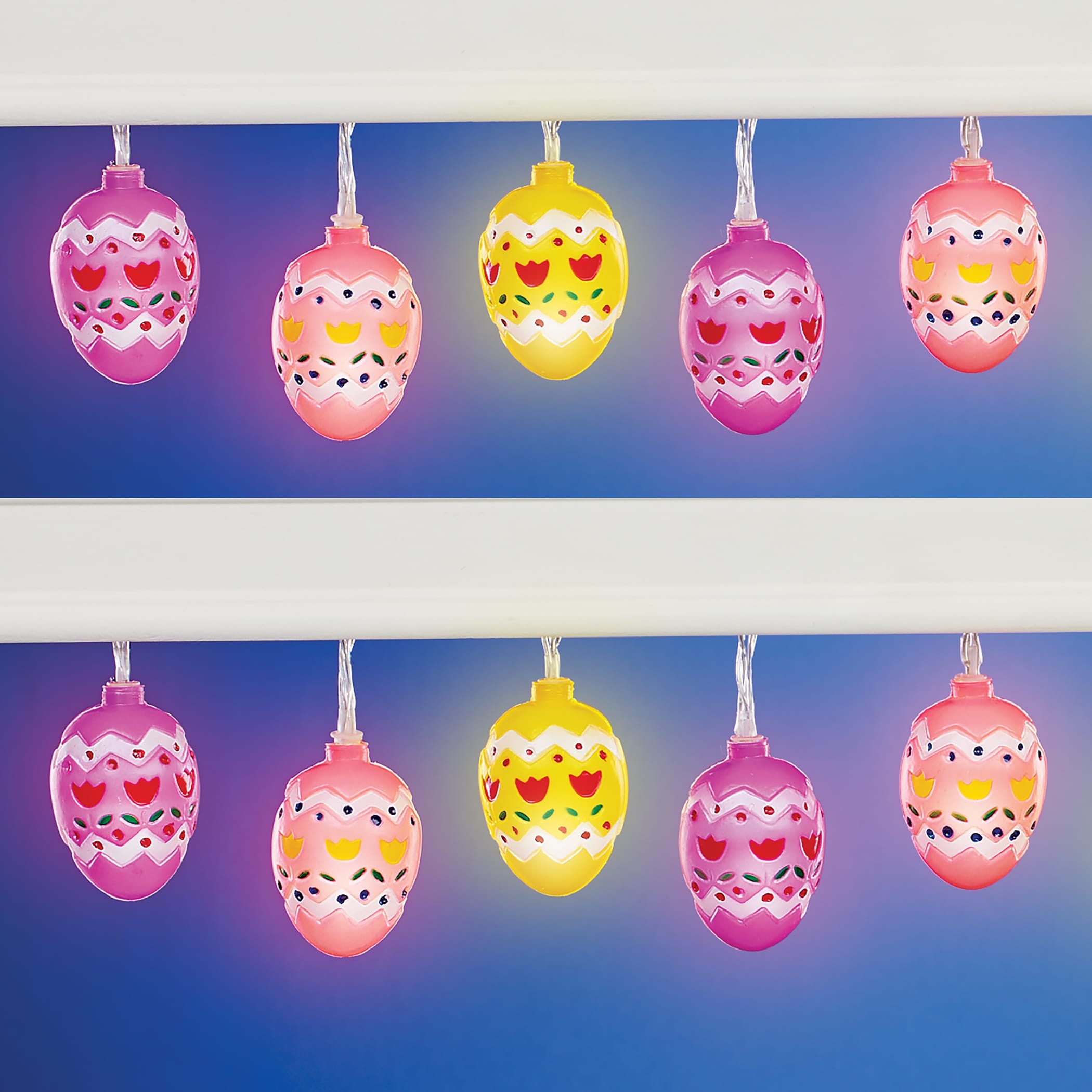 LED Lighted Festive Decorated Easter Eggs String Lights - 8.500 x 4.000 x 3.380