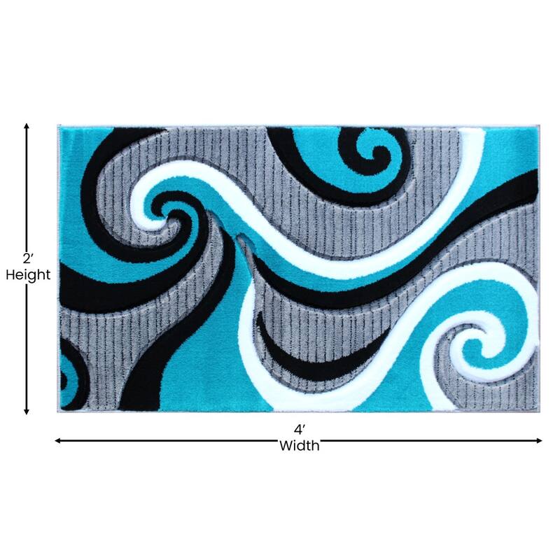 Modern High-Low Sculpted Swirl Design Abstract Area Rug