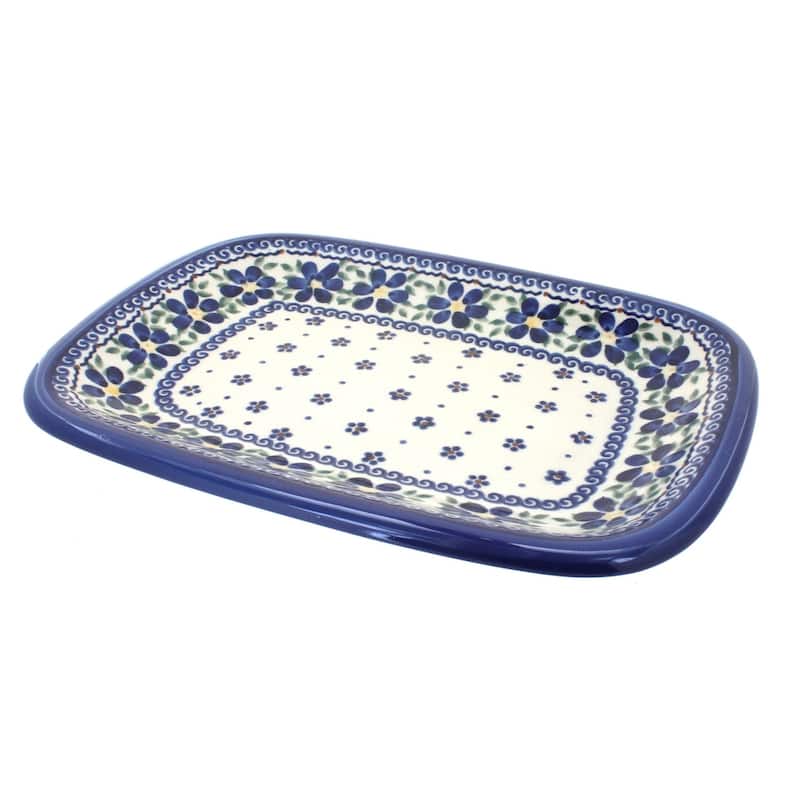 Blue Rose Polish Pottery 120 Vena Medium Rectangular Serving Platter - Spring Blossom
