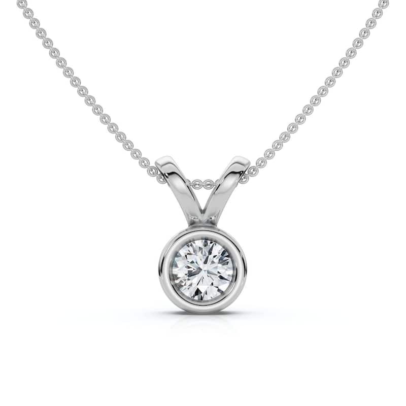 Bliss Diamond Dainty Stackable Solitaire Bezel Diamond Pendant Gold Lab Grown EF/VS - White