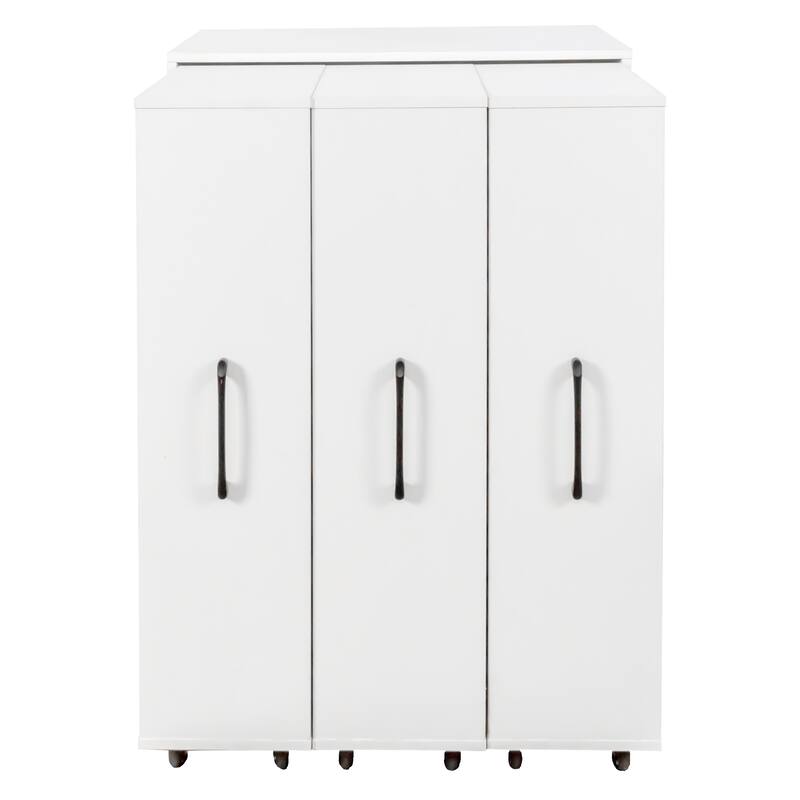 Bookcase with Three Pulled Out Doors Shelving Cabinet,3 Tier Floor Standing Bookcase,Slide Out Storage Bookcase