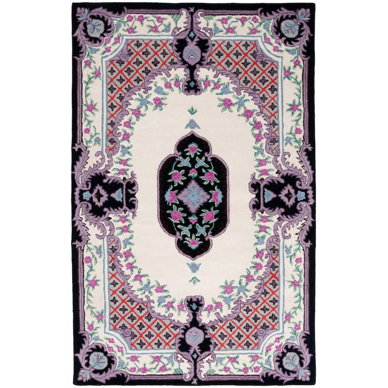 SAFAVIEH Handmade Bellagio Tatevik Oriental Medallion Wool Rug - 6' x 9' - Ivory/Black