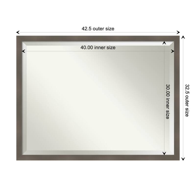 Edwin Beveled Wood Framed Wall Mirror - Edwin Clay Grey - Glass Size 40x30
