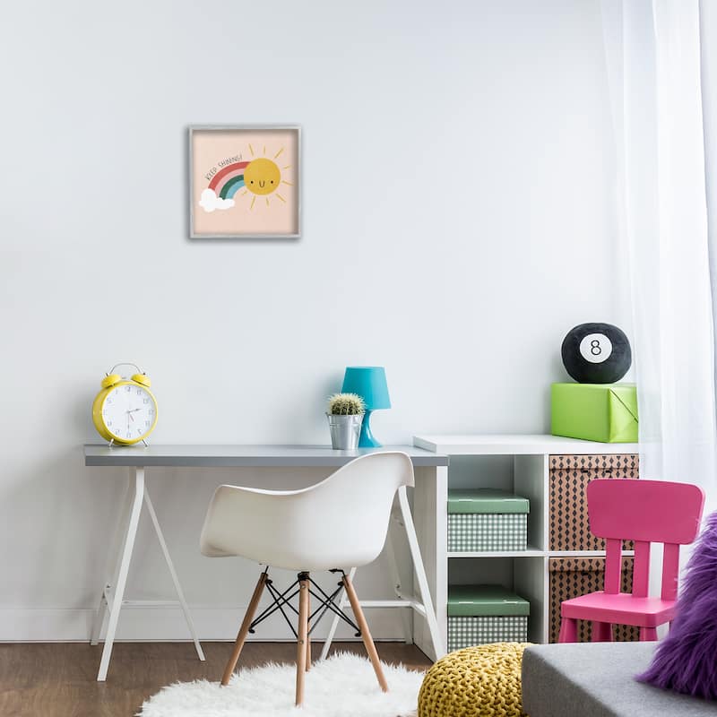 Stupell Keep Shining Inspirational Rainbow Framed Giclee Art Design By Sarah Hickman