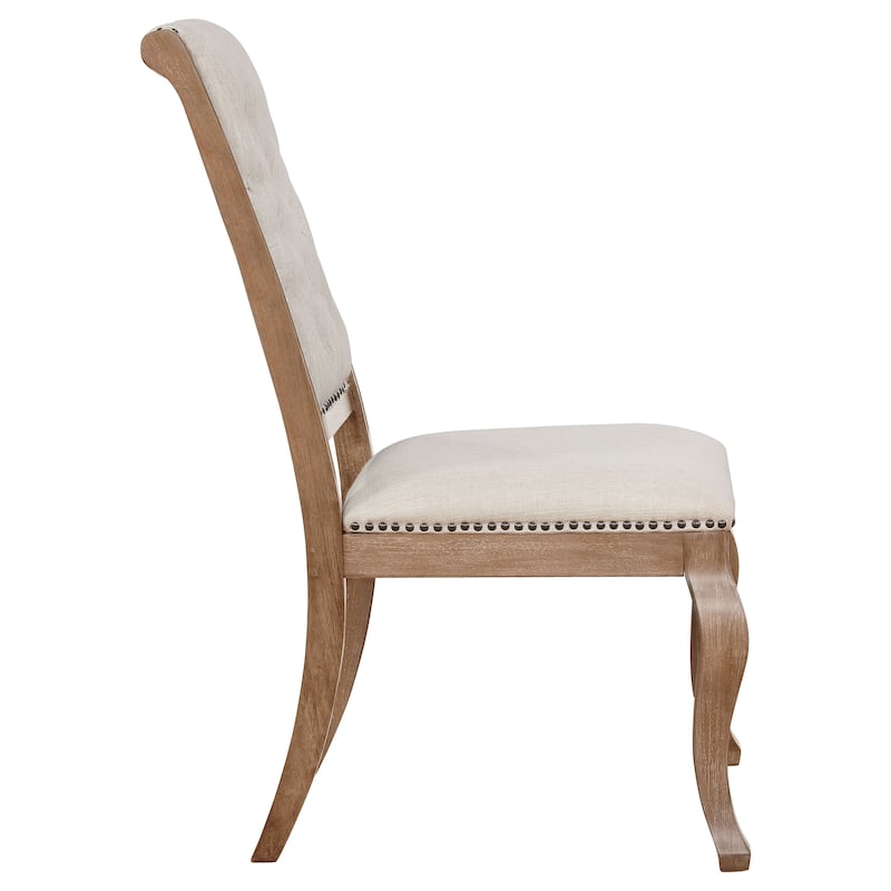 Traditional 2pc Set Dining Chair Button Tufted Design, Nailhead Accents