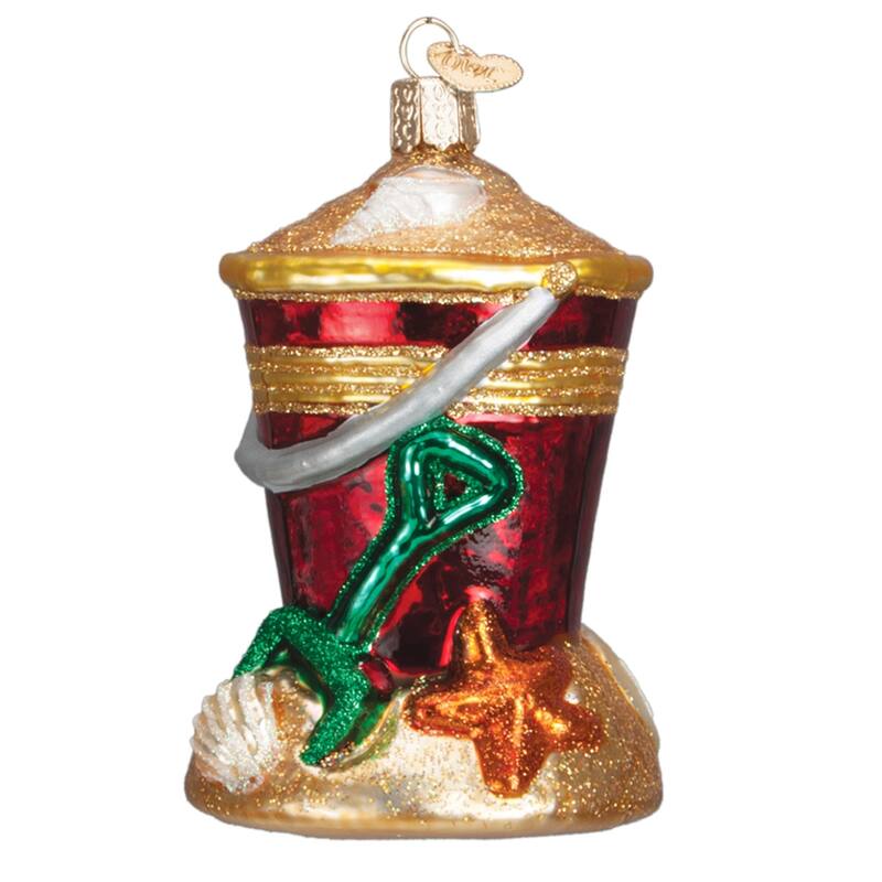 Old World Christmas Beach Sand Bucket and Shovel Holiday Ornament Blown Glass - Multi