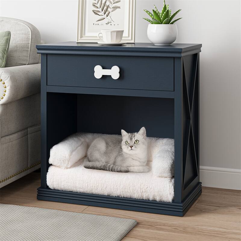 Wood Storage Cabinet with Led Light and Drawer