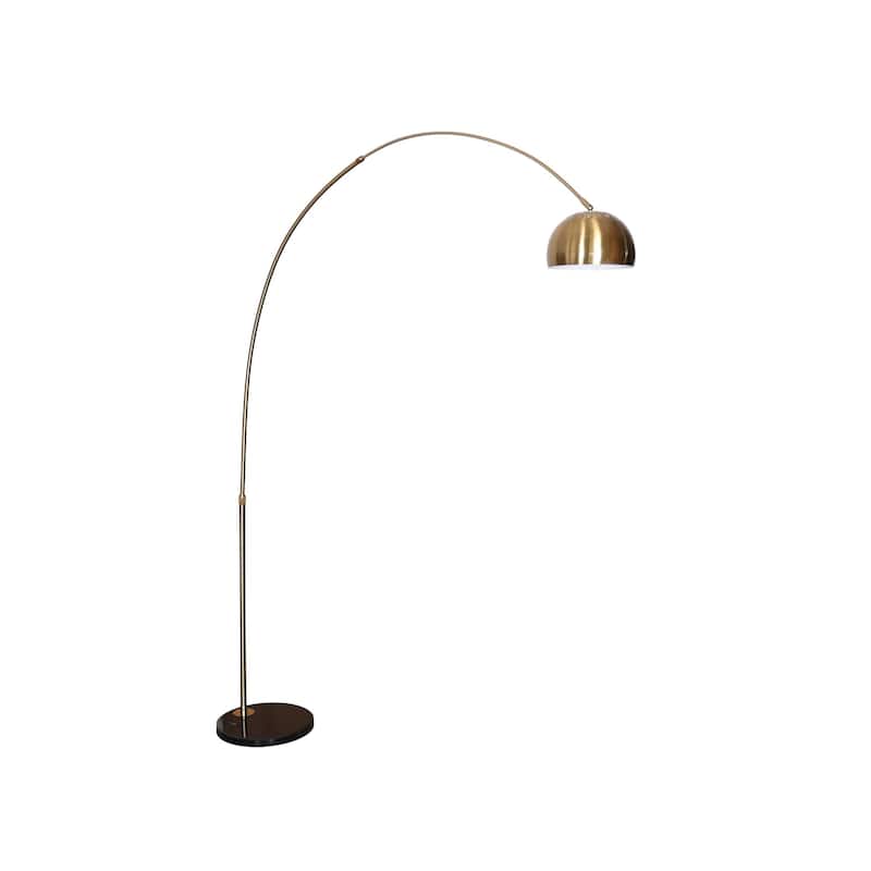 Floor Lamp with Black Marble Base and Metal Lamp Shade Arco Collection - 76"