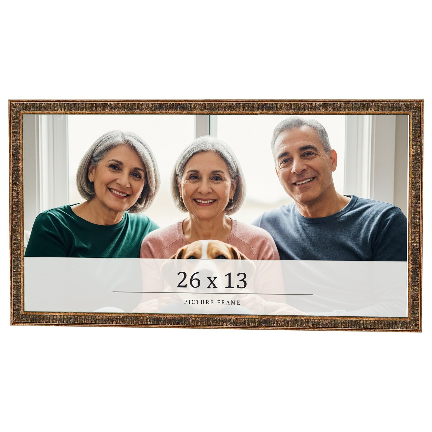 26x13 Frame Gold Kingsley Distressed Solid Wood Picture Frame Width