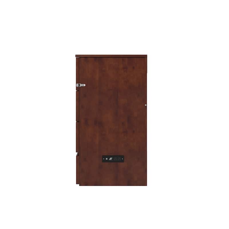 Northfield Queen Murphy Bed Chest with 6" Mattress, Storage Drawer & Built-In Charger in Walnut