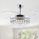 preview thumbnail 4 of 62, 48-Inch Crystal Fandelier with 4 Retractable Blades, Dimmable LED, App and Remote Control - 48 Inches Nickle