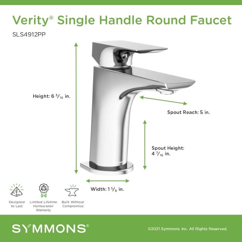 Symmons SLS4912PP Verity 1 GPM Vessel Single Hole Bathroom Faucet with