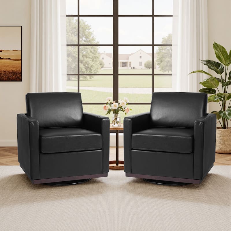 Modern Swivel Accent Arm Chair Set of 2 - Black