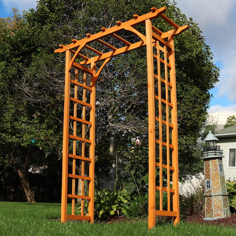 Sunnydaze Wooden Garden Arbor Trellis Arch for Plants - Outdoor Archway - 78" H