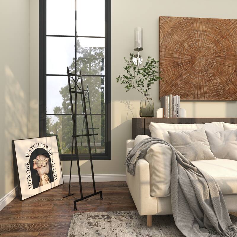 Black Metal Tall Adjustable Floor 3 Tier Display Easel