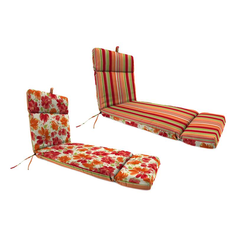 72" x 22" Outdoor Chaise Lounge Cushion with Ties and Loop - 72'' L x 22'' W x 3.5'' H - Marcia Granola