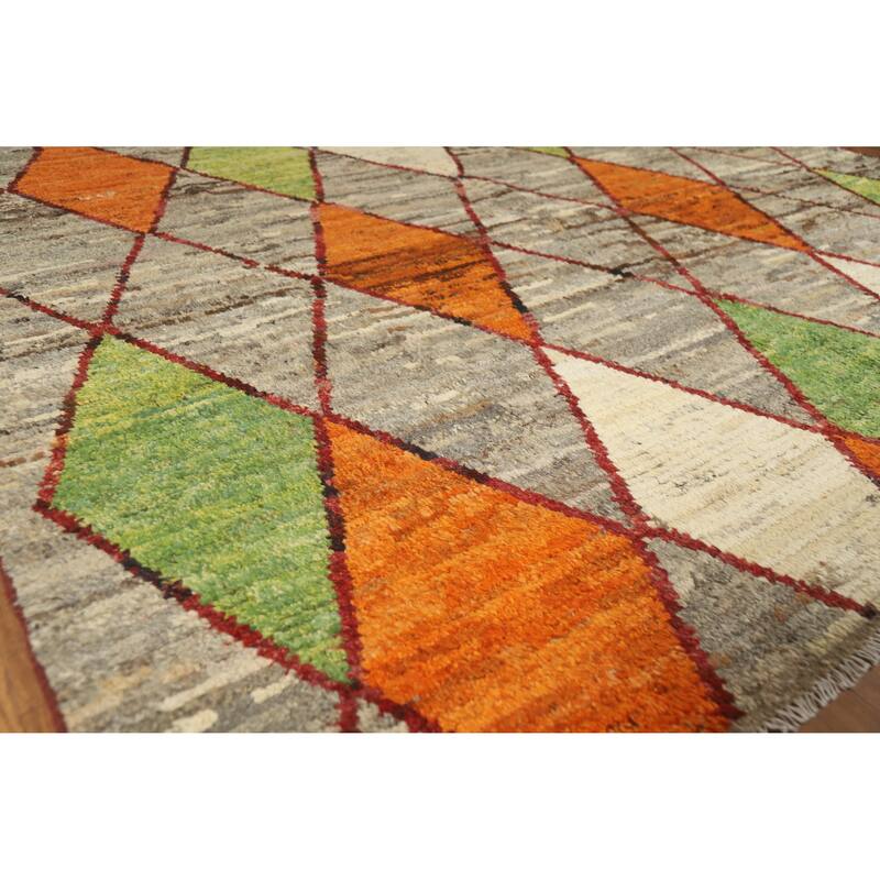 Geometric Moroccan Oriental Area Rug Handmade Multi-Color Wool Carpet - 7'2" x 10'0" - 7'2" x 10'0" - Multi-Color